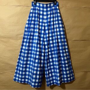 Neubyrne | Paula Pants Wide Leg High Waisted Trousers Flowy Blue Gingham Size M